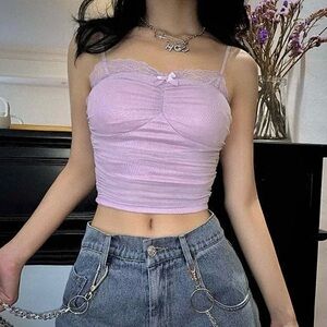 Lilac purple lace crop top SHEIN XS